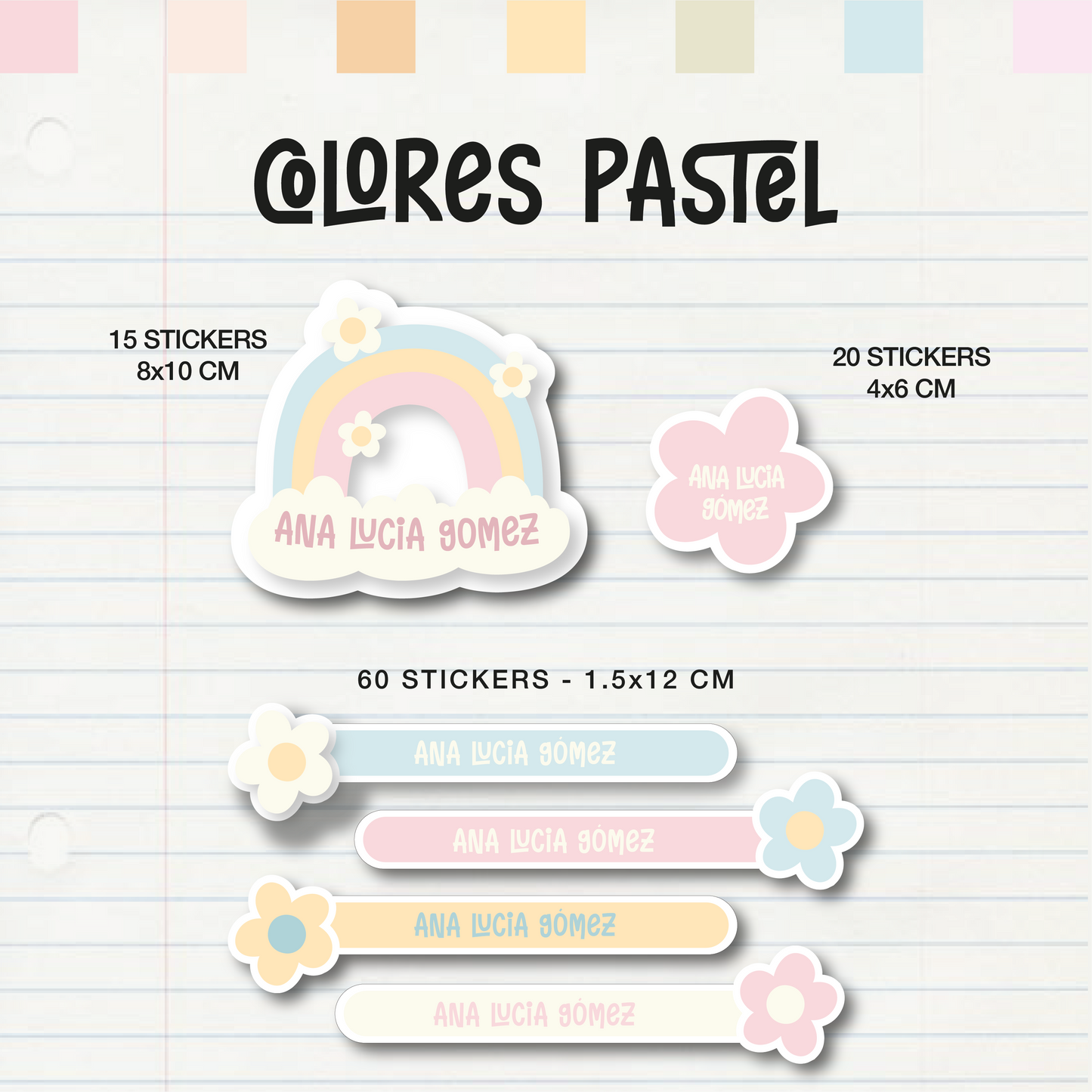 Set Escolar Colores Pastel