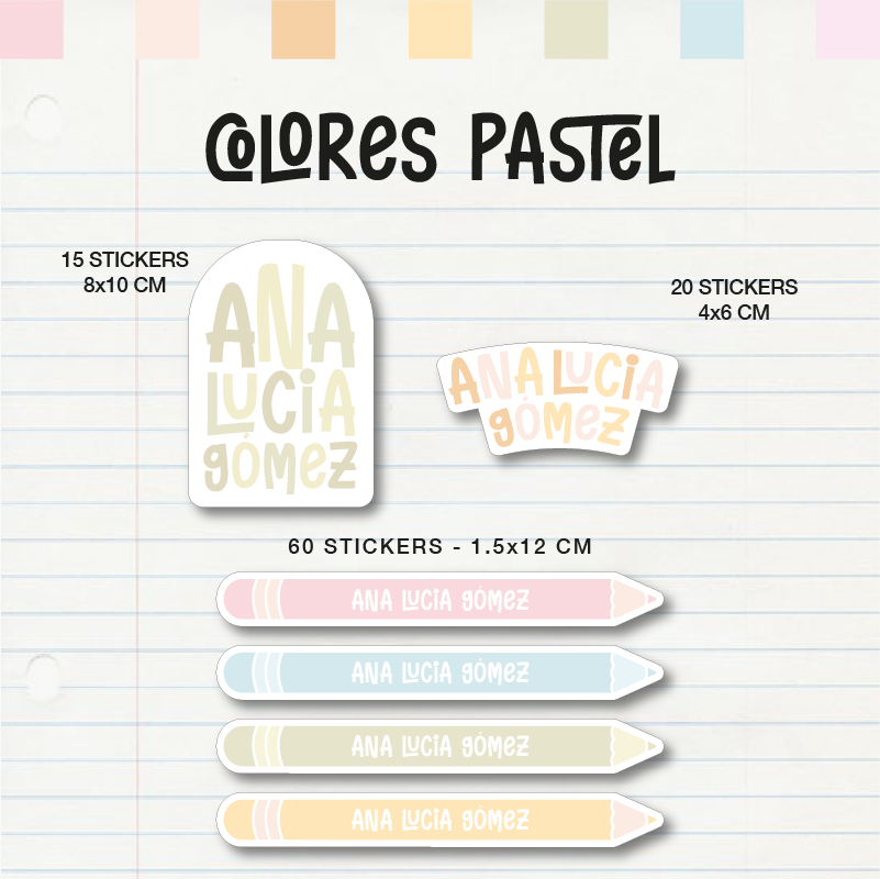 Set Escolar Colores Pastel