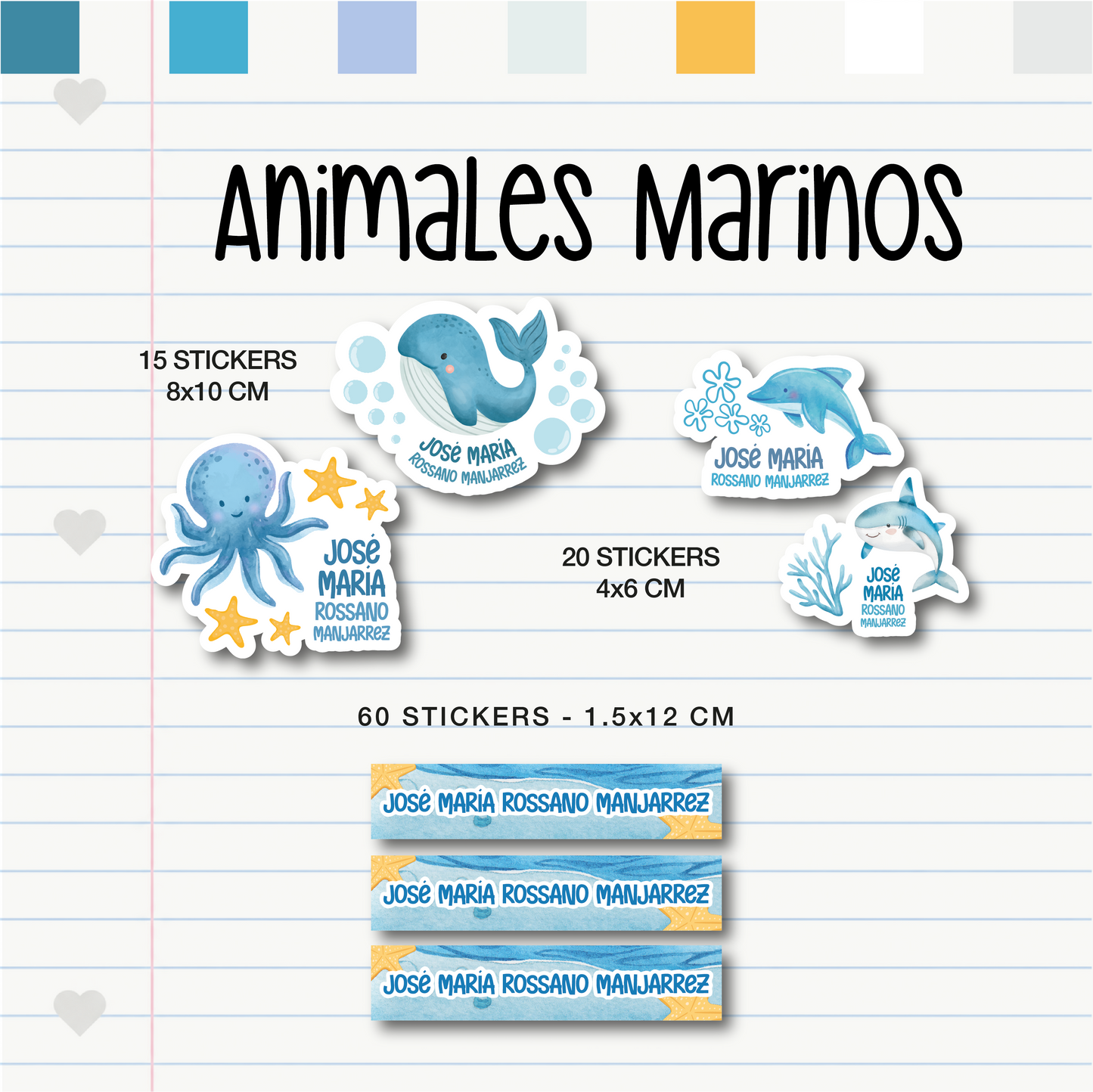 Set Escolar Animales Marinos